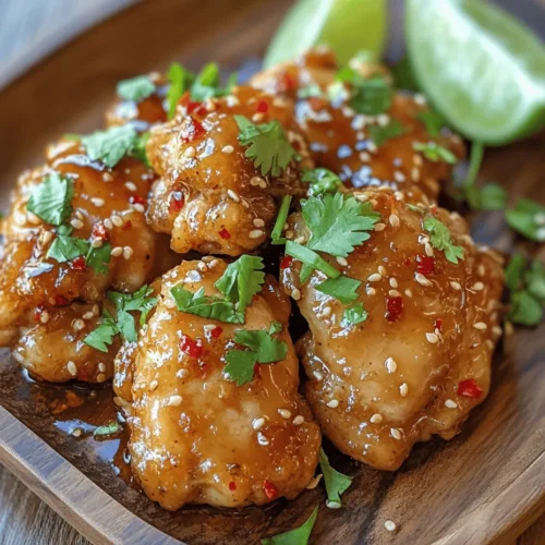 Thai cuisine is celebrated worldwide for its bold flavors and vibrant dishes that intricately balance sweet, sour, salty, and spicy elements. At the heart of this culinary tradition lies the Sweet and Spicy Thai Chicken, a dish that encapsulates the essence of Thai cooking. This recipe combines tender chicken thighs marinated in a savory mix of sauces, spices, and aromatics, resulting in a tantalizing flavor explosion that is sure to delight your palate.