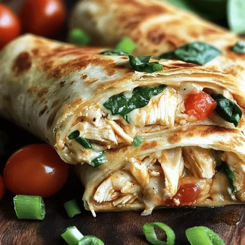 In today’s fast-paced world, finding a meal that is both quick to prepare and incredibly satisfying can feel like a challenge. Enter Cheesy Garlic Chicken Wraps—a delightful solution for busy weeknights or casual gatherings with friends and family. These wraps offer a creamy and cheesy filling that perfectly complements the freshness of colorful vegetables, all enveloped in a soft tortilla. Not only are these wraps bursting with flavor, but they are also highly versatile, allowing you to customize the ingredients based on your personal preferences or what you have on hand.