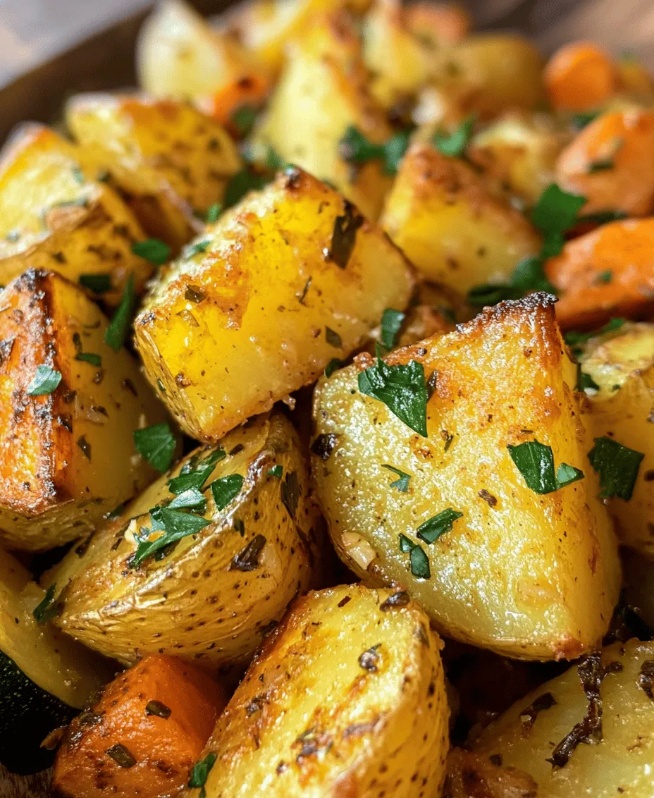 Garlic Herb Roasted Potatoes, Carrots, and Zucchini is a delightful side dish that brings together the flavors of earthy potatoes, sweet carrots, and tender zucchini, all enhanced by the aromatic allure of garlic and fresh herbs. This dish is not only visually appealing, with its vibrant colors, but it also offers a symphony of textures and flavors that can elevate any meal. Whether served alongside a hearty roast or as a standalone vegetarian option, this medley of roasted vegetables is sure to satisfy even the pickiest of eaters.