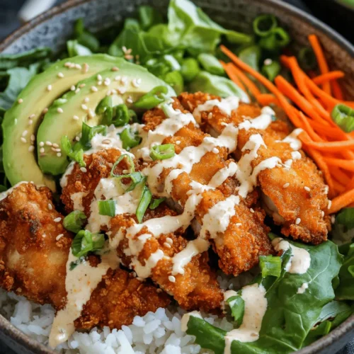 The Bang Bang Chicken Bowl is a vibrant and enticing dish that has gained traction in modern cuisine, celebrated for its delightful combination of flavors and textures. Originating from the popular Bang Bang shrimp appetizer, this adaptation showcases tender, crispy chicken, fresh greens, and a luscious, spicy sauce that tantalizes the taste buds. The dish is not only a feast for the senses but also embodies the essence of comfort food, making it an appealing choice for family dinners and meal prep alike.