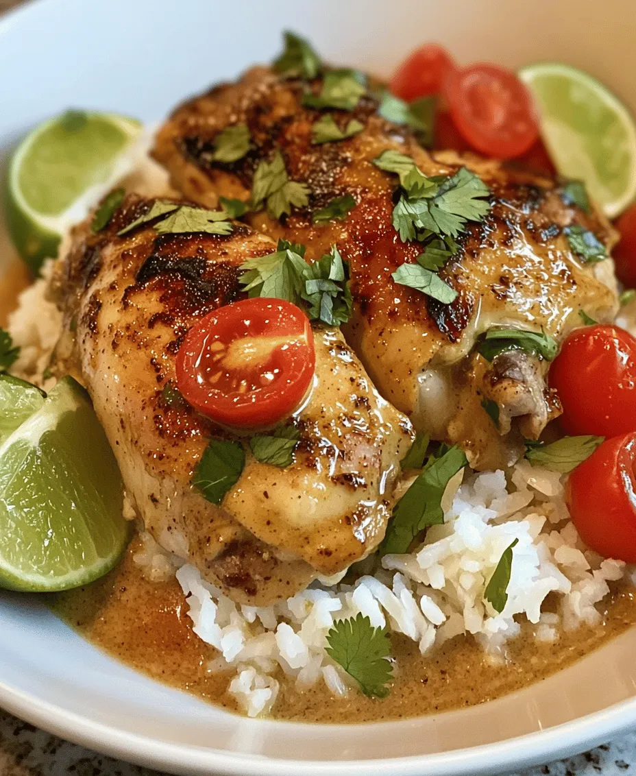 At the heart of this dish is the Spicy Brazilian Coconut Chicken, which showcases a delightful balance between the creaminess of coconut milk and the vibrant heat of fresh chilies. The chicken thighs are marinated to perfection, allowing the spices to permeate the meat, enhancing its natural flavors. This dish is not only a feast for the senses but also a testament to the Brazilian approach to food, where every ingredient plays a significant role in the overall harmony of the dish.