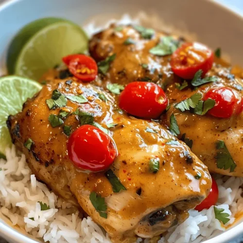 At the heart of this dish is the Spicy Brazilian Coconut Chicken, which showcases a delightful balance between the creaminess of coconut milk and the vibrant heat of fresh chilies. The chicken thighs are marinated to perfection, allowing the spices to permeate the meat, enhancing its natural flavors. This dish is not only a feast for the senses but also a testament to the Brazilian approach to food, where every ingredient plays a significant role in the overall harmony of the dish.