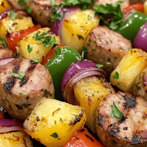 When the sun is shining and the scent of grilled delights fills the air, there's nothing quite like a plate of Zesty Chicken Sausage Skewers with Pineapple and Peppers. This recipe is not only a feast for the senses but also a quick and delicious option that is perfect for gatherings, barbecues, or a simple family dinner. The combination of savory chicken sausage, sweet pineapple, and vibrant bell peppers creates a delightful balance of flavors and colors that can brighten any meal.