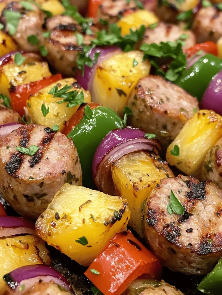 When the sun is shining and the scent of grilled delights fills the air, there's nothing quite like a plate of Zesty Chicken Sausage Skewers with Pineapple and Peppers. This recipe is not only a feast for the senses but also a quick and delicious option that is perfect for gatherings, barbecues, or a simple family dinner. The combination of savory chicken sausage, sweet pineapple, and vibrant bell peppers creates a delightful balance of flavors and colors that can brighten any meal.