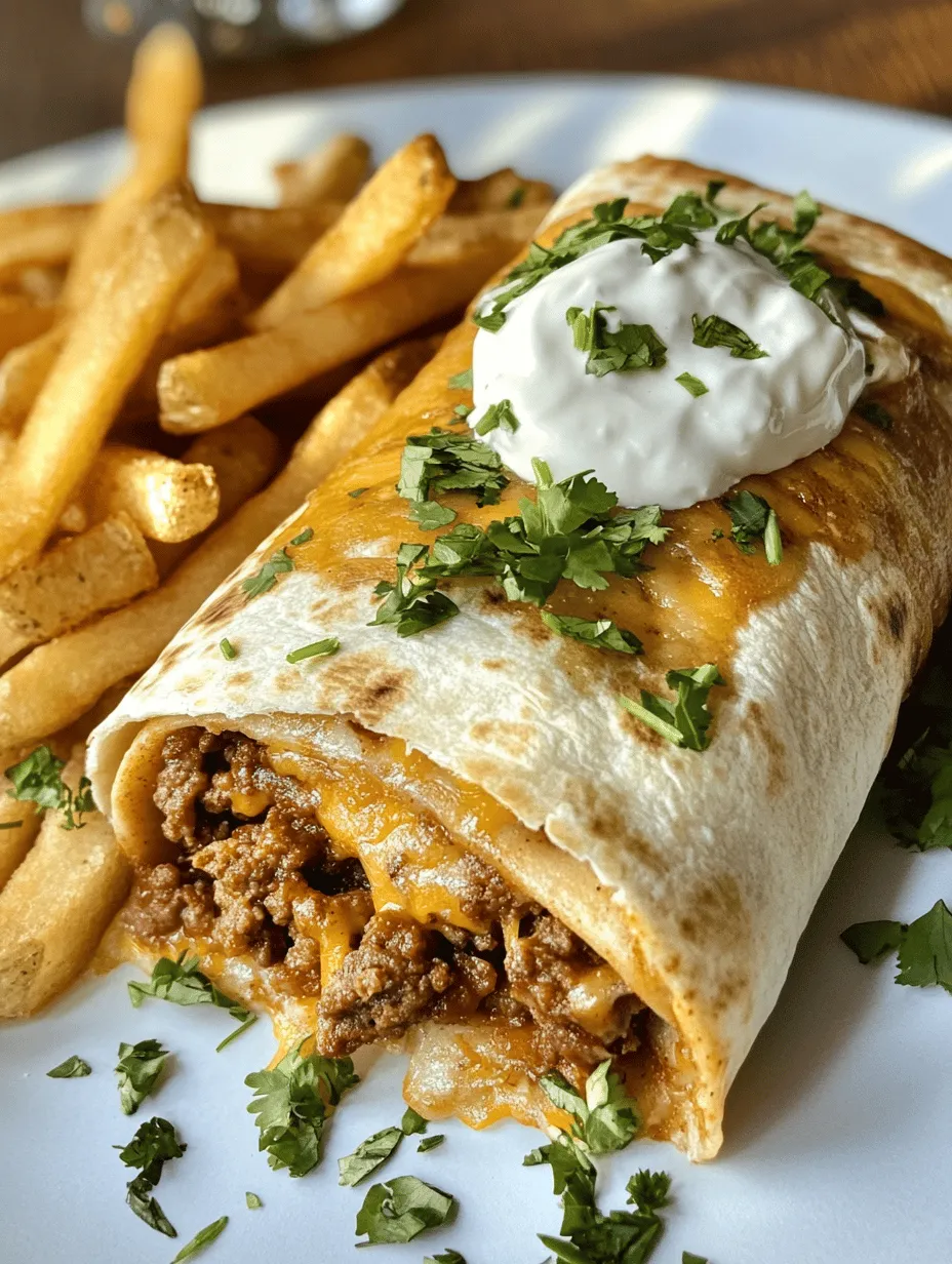 In today's fast-paced world, comfort food often finds its way into our hearts and homes. One dish that consistently delivers warmth and satisfaction is the Cheesy Beef Burrito, served alongside a generous portion of crispy fries. This delightful meal is not just a feast for the taste buds; it also embodies a wonderful balance of flavors and textures that can bring any family together. Whether it’s a family dinner, a game night with friends, or a casual gathering, Cheesy Beef Burritos are sure to be a hit.