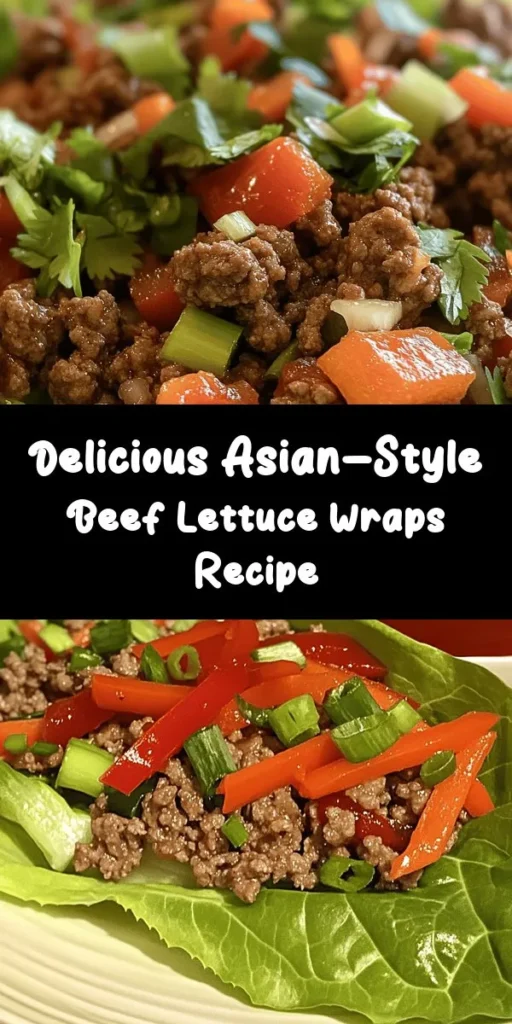Whip up these delicious Savory Asian-Style Ground Beef Lettuce Wraps for an easy weeknight meal! With tender ground beef sautéed with garlic, ginger, vibrant veggies, and a flavorful sauce, all wrapped in crisp lettuce leaves, they’re perfect for a healthy dinner or snack. Ready in just 30 minutes, these wraps can be customized with your favorite sauces for a kick! Garnish with fresh cilantro and enjoy a burst of flavors in every bite!