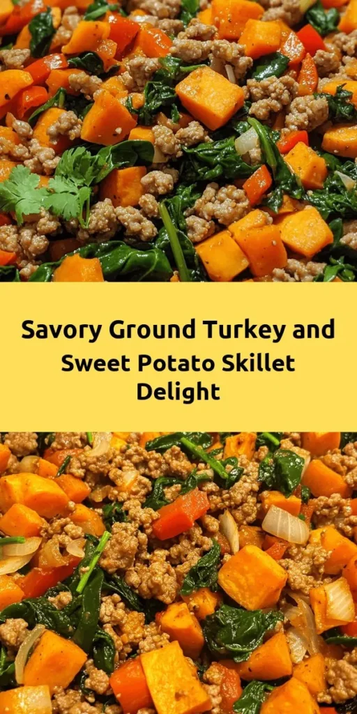 Enjoy a delicious and nutritious meal with this Savory Ground Turkey Sweet Potato Skillet! Packed with wholesome ingredients like sweet potatoes, spinach, and spices, this one-pan dish is perfect for a quick weeknight dinner. In just 30 minutes, you'll have a flavorful meal ready to serve. Garnish with fresh cilantro for an extra touch. Ideal for families looking to enjoy healthy cooking without the fuss!