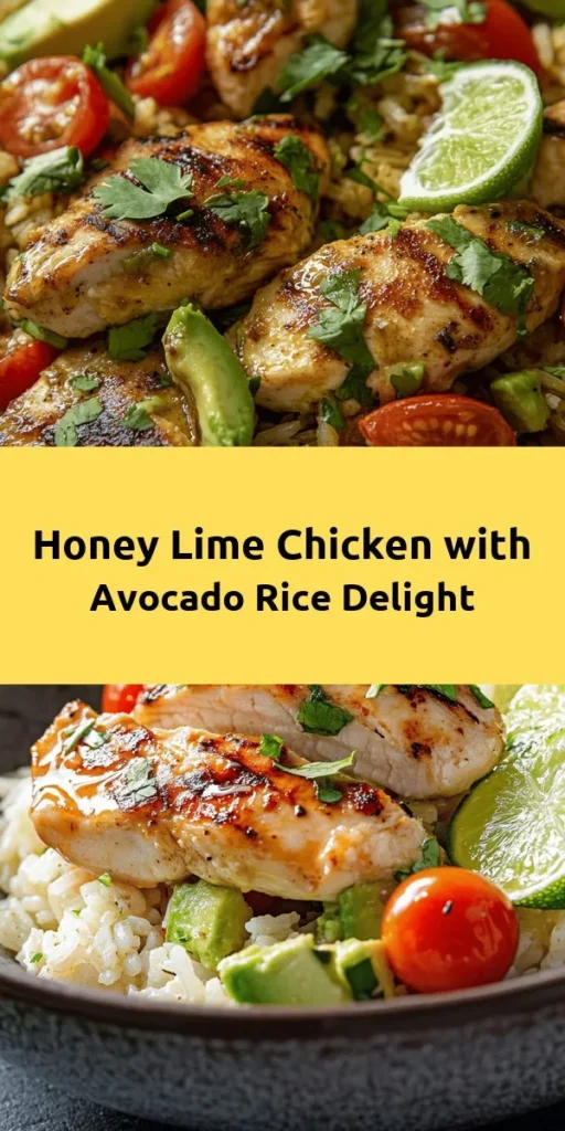 Enjoy a burst of flavor with this Honey Lime Chicken & Avocado Rice Stack! Perfect for a quick weeknight dinner or meal prep, this recipe features marinated grilled chicken drizzled in honey and lime, nestled on a bed of creamy avocado rice with cherry tomatoes and cilantro. It’s easy to make and beautifully presented. Serve it up with lime wedges for the ultimate freshness. Try it today for a tasty twist on your usual chicken dinner!