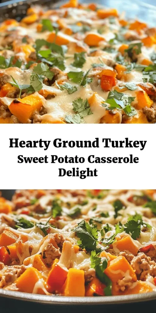 Looking for a hearty and nutritious dish? Try this Ground Turkey Sweet Potato Casserole! Packed with protein and flavor, this easy recipe combines ground turkey, sweet potatoes, and a colorful mix of veggies, all topped with melty cheese. It's perfect for family dinners or meal prep. Plus, it’s ready in under an hour! Don't forget to garnish with fresh cilantro for an extra burst of freshness. Give it a try!