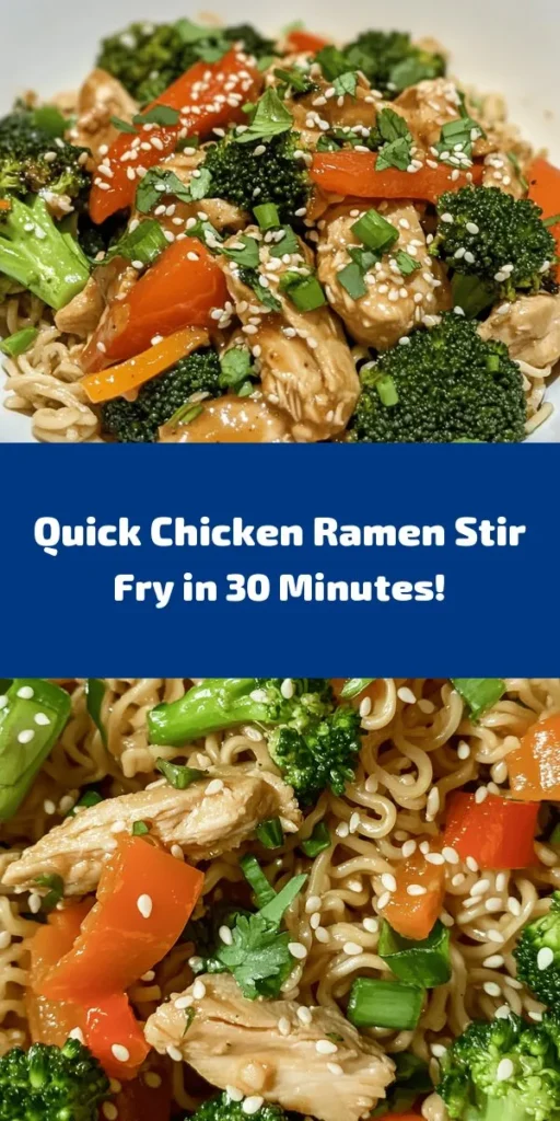 Whip up a delicious Quick Chicken Ramen Stir Fry Delight in just 30 minutes! This vibrant dish features tender chicken, colorful veggies, and instant ramen noodles, all tossed in a savory sauce. Perfect for a busy weeknight, it's packed with flavor and can easily be customized with your favorite vegetables. Garnish with sesame seeds and fresh herbs for an extra touch. Enjoy a satisfying meal that’s quick, easy, and utterly delightful!