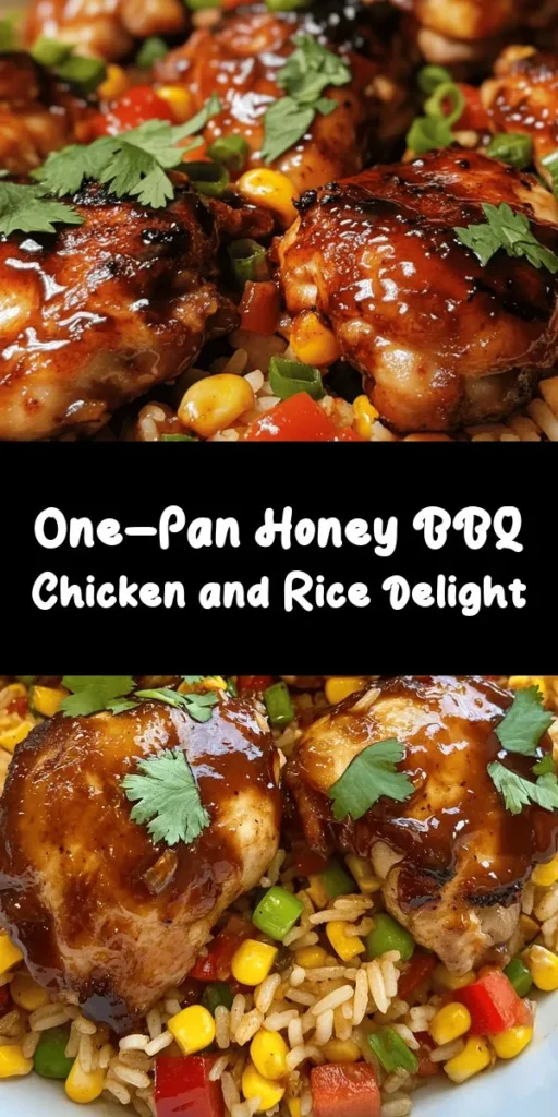 Try this delicious One-Pan Honey BBQ Chicken Rice for a quick and satisfying meal! With tender chicken thighs, fluffy jasmine rice, and vibrant veggies, it's bursting with flavor. The combination of honey BBQ sauce, garlic, and smoked paprika elevates every bite. Perfect for busy weeknights, this recipe comes together in just one skillet, making clean-up a breeze. Don't forget to top with green onions and cilantro for a fresh finishing touch! Enjoy a complete dinner in under an hour!