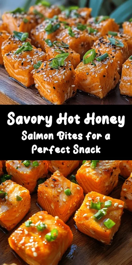 Spice up your dinner with these sizzling hot honey salmon bites! This easy recipe features tender salmon marinated in a flavorful blend of olive oil, smoked paprika, and garlic powder, then glazed with a mouthwatering hot honey sauce made from honey, sriracha, and lime juice. Perfect for any occasion, these bites are garnished with fresh green onions and sesame seeds for that extra touch. Enjoy a burst of flavors in just 30 minutes!