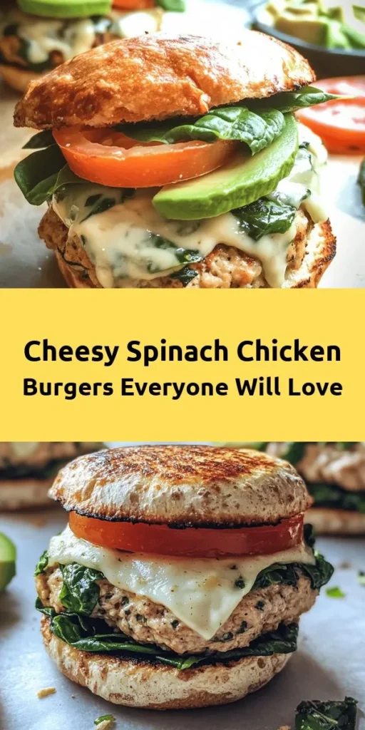 Savor the deliciousness of these White Cheddar and Spinach Chicken Burgers! Made with ground chicken, fresh spinach, and melty white cheddar, these flavorful patties are a perfect twist on a classic favorite. Ready in just 27 minutes, these simple burgers are healthy and satisfying. Top with avocado, tomato, or arugula for an extra zing. Perfect for a quick weeknight dinner or weekend gathering! Give this recipe a try for a tasty meal everyone will love!