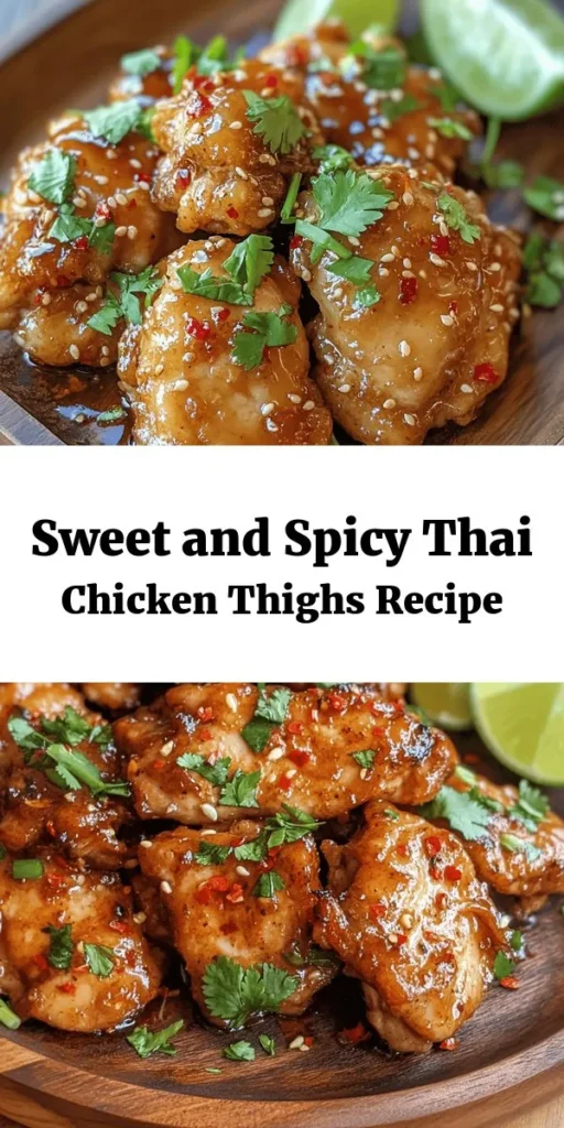 Discover the perfect balance of sweet and spicy with this delicious Thai Chicken recipe! This easy-to-make dish features tender chicken thighs marinated in a flavorful sauce with soy sauce, honey, garlic, and a kick of chili paste. Sear the chicken to perfection, thicken the sauce, and serve with fresh cilantro and lime wedges for an unforgettable meal. Ideal for a weeknight dinner or impressing guests! Enjoy a taste of Thailand at home!
