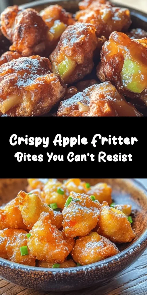 Delight in these scrumptious Apple Fritter Bites, the perfect sweet treat for any occasion! Made with fresh apples and a hint of cinnamon, these golden bites are easy to whip up and fry in just 30 minutes. The combination of flaky, warm fritters dusted with powdered sugar or drizzled with caramel sauce makes for an irresistible dessert. Perfect for sharing with family and friends, these bites will leave everyone craving more! Enjoy a taste of fall all year round!