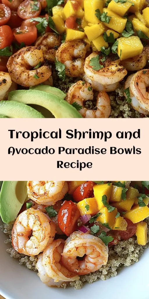 Dive into the flavors of summer with these Shrimp & Avocado Paradise Bowls! This vibrant dish features perfectly seasoned shrimp, fresh mango salsa, and creamy avocado, all served over a bed of quinoa or brown rice. Topped with a zesty lime-chili sauce, each bite is a tropical delight. Easy to prepare in just 30 minutes, it’s perfect for a quick weeknight dinner or a light weekend meal. Enjoy your taste of paradise!