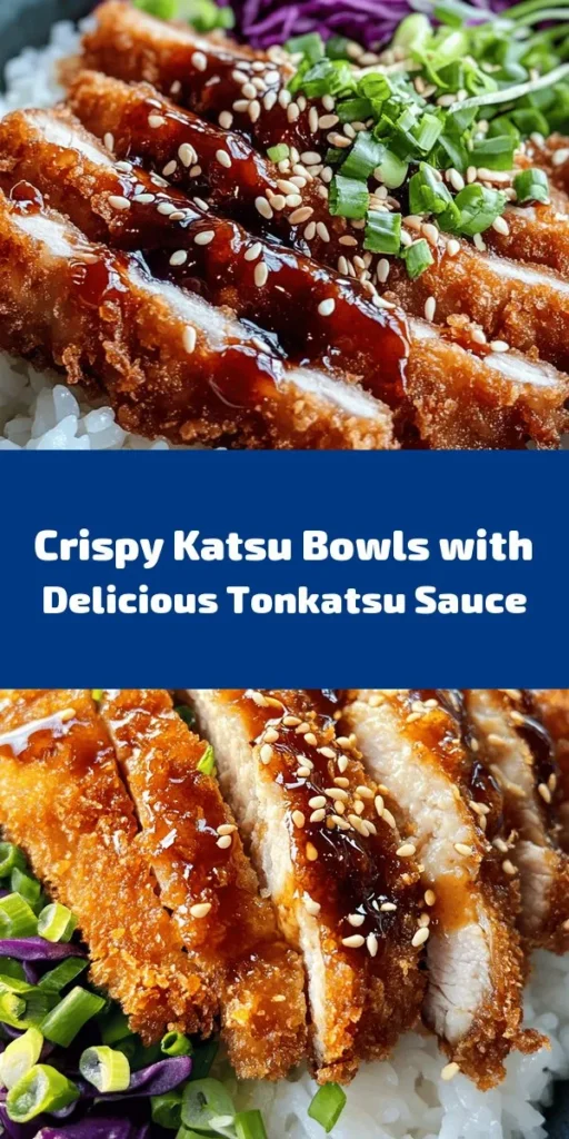 Treat yourself to a delightful crispy Katsu bowl featuring juicy pork chops and a homemade tangy Tonkatsu sauce. This easy recipe combines tender breaded pork, fluffy rice, and crunchy cabbage, creating a perfect balance of flavors and textures. With just 30 minutes from prep to plate, it's a quick and satisfying meal for two. Garnish with green onions and sesame seeds, and enjoy a taste of Japan right at home!