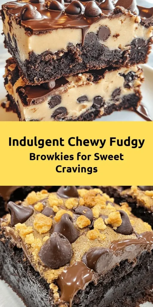 Indulge in the ultimate dessert with these chewy fudgy browkies! Combining rich brownies with soft, chocolate chip cookies, this recipe is sure to satisfy your sweet cravings. Made with simple ingredients like butter, sugar, and cocoa powder, each bite is a heavenly treat. Perfect for sharing or enjoying on your own, these browkies are easy to make and even easier to devour. Bake a batch today and experience the delightful layers of flavor!