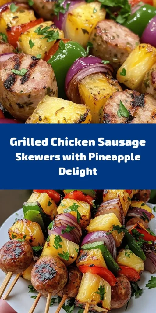 Fire up the grill and get ready for a flavorful feast with these Zesty Chicken Sausage Skewers! Perfect for summer barbecues or a quick weeknight dinner, these skewers combine juicy chicken sausage with sweet pineapple, vibrant bell peppers, and aromatic red onions. Toss everything in a simple marinade of olive oil, garlic powder, and smoked paprika for a delicious twist. Ready in just 30 minutes, they're colorful, tasty, and sure to please everyone at the table!