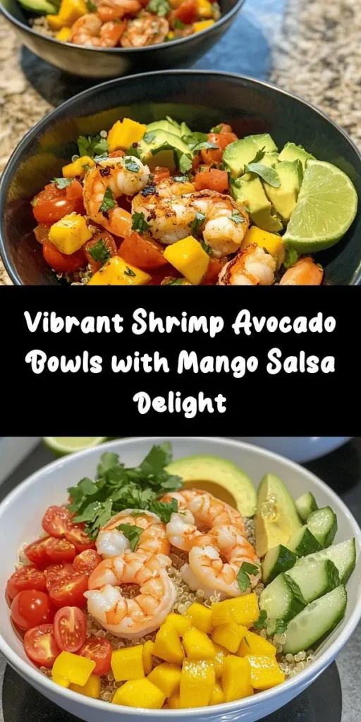 Elevate your meal with these Shrimp and Avocado Bowls topped with fresh Mango Salsa and zesty Lime-Chili Sauce. This vibrant dish combines succulent shrimp, creamy avocado, and a medley of colorful veggies over a bed of quinoa or rice. The homemade mango salsa adds a sweet kick, while the lime-chili sauce brings a delightful tang. Perfect for a quick dinner or a summer gathering, this recipe is packed with flavor and nutrients. Enjoy a tasty, refreshing bowl that’s ready in just 40 minutes!