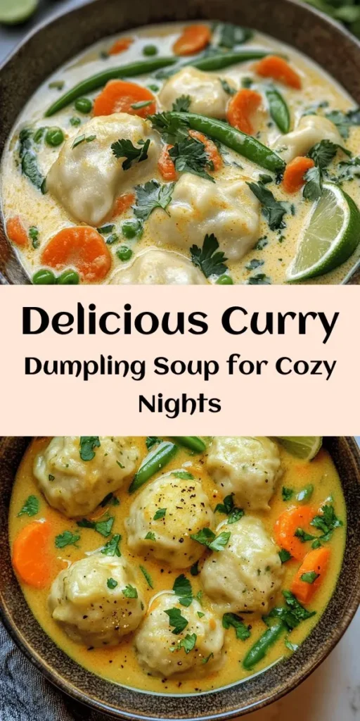 Warm your soul with this delicious Best Curry Dumpling Soup! This easy recipe combines homemade curry dumplings with a creamy coconut broth packed with vegetables. Perfect for cozy nights, this dish showcases vibrant flavors from onions, garlic, and a blend of spices. Top it off with fresh cilantro or green onions, and a squeeze of lime for that extra zest. Enjoy a nourishing bowlful that’s both comforting and satisfying — a true crowd-pleaser!