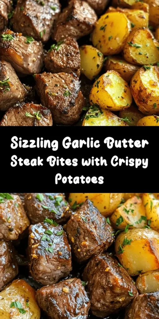 Indulge in the mouthwatering taste of Sizzling Garlic Butter Steak Bites and Crispy Potatoes. Juicy sirloin steak cubes are seared to perfection and tossed in a rich garlic butter sauce, making them irresistibly delicious. Paired with golden, crispy baby potatoes seasoned to perfection, this dish is a crowd-pleaser. Perfect for a weeknight meal or a special occasion, it's quick to prepare and utterly satisfying. Get ready to impress your family and friends!