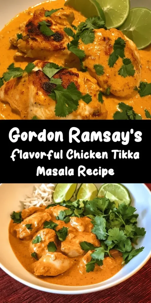 Get ready to spice up your dinner with Gordon Ramsay's Chicken Tikka Masala! This flavorful dish features tender marinated chicken thighs cooked in a rich tomato and coconut milk sauce, seasoned with aromatic spices. With a quick prep time of just 15 minutes, this recipe is perfect for busy weeknights. Serve it with basmati rice or naan bread, and don't forget the lime wedges for a zesty finish! Your taste buds will thank you!