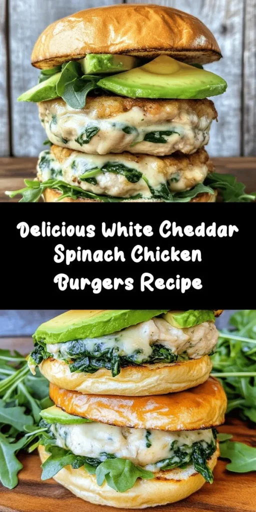 Elevate your burger night with these delicious White Cheddar and Spinach Chicken Burgers! Packed with ground chicken, fresh spinach, and creamy white cheddar, these juicy patties are bursting with flavor. Easy to make in just 30 minutes, they’re perfect for a quick weeknight dinner. Serve on toasted buns with your favorite toppings like avocado and arugula. Get ready to savor every bite of this tasty twist on a classic!