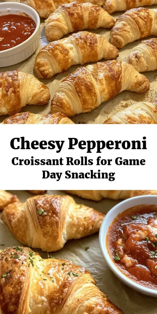 Indulge in these irresistible Mozzarella Pepperoni Croissant Rolls! Perfect for a snack, appetizer, or party treat, these delightful bites are simple to make with just a few ingredients. Each crescent is loaded with gooey mozzarella, savory pepperoni, and a sprinkle of garlic and Italian seasoning. Bake until golden and serve warm with marinara sauce for the perfect dip. Enjoy a tasty twist on pizza that everyone will love!