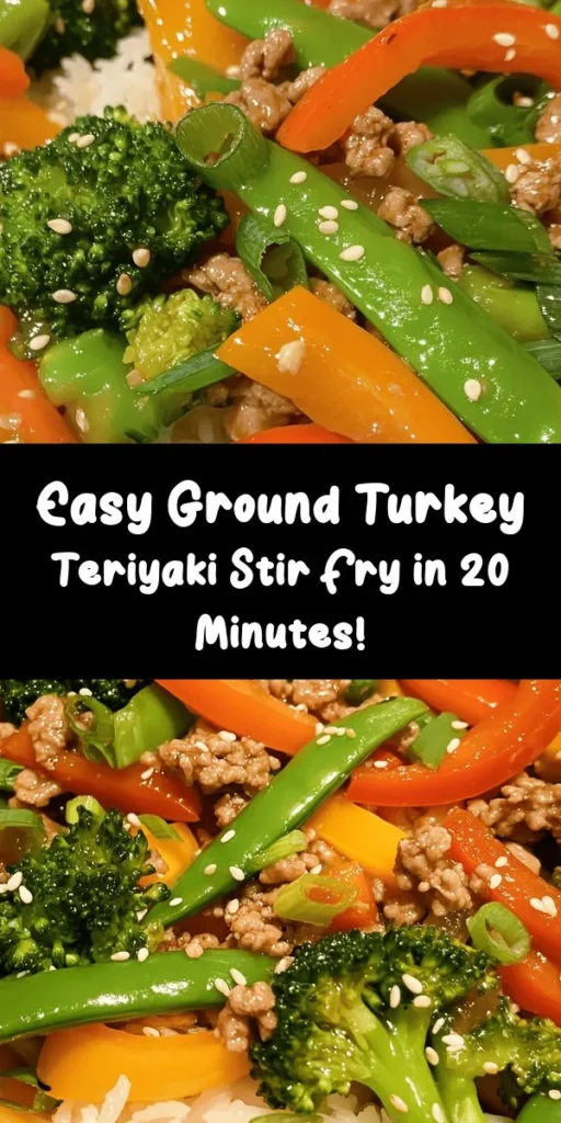 Whip up a delicious Ground Turkey Teriyaki Stir Fry in just 20 minutes! This healthy recipe features ground turkey, colorful mixed veggies, and a savory teriyaki sauce that packs a flavorful punch. Perfect for a quick weeknight dinner, it's served over rice or quinoa and garnished with fresh green onions and sesame seeds. Enjoy a wholesome meal that the whole family will love—easy to make and packed with nutrients!
