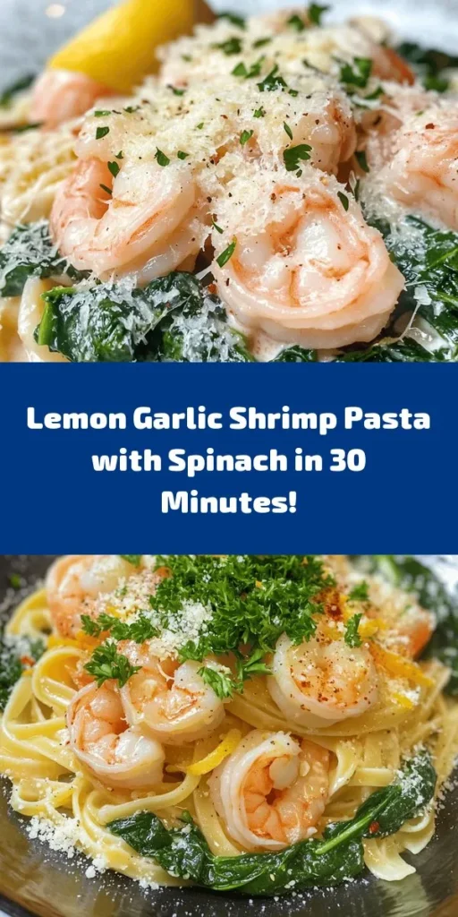 Brighten up your dinner table with this Lemon Garlic Shrimp Pasta with Spinach! This easy-to-follow recipe combines perfectly cooked linguine or spaghetti with succulent shrimp, fresh spinach, and a zesty lemon-garlic sauce. Ready in just 30 minutes, this dish is not only delicious but also perfect for busy weeknights. Top it off with grated Parmesan and a sprinkle of fresh parsley for a meal that looks as good as it tastes. Your friends and family will love it!