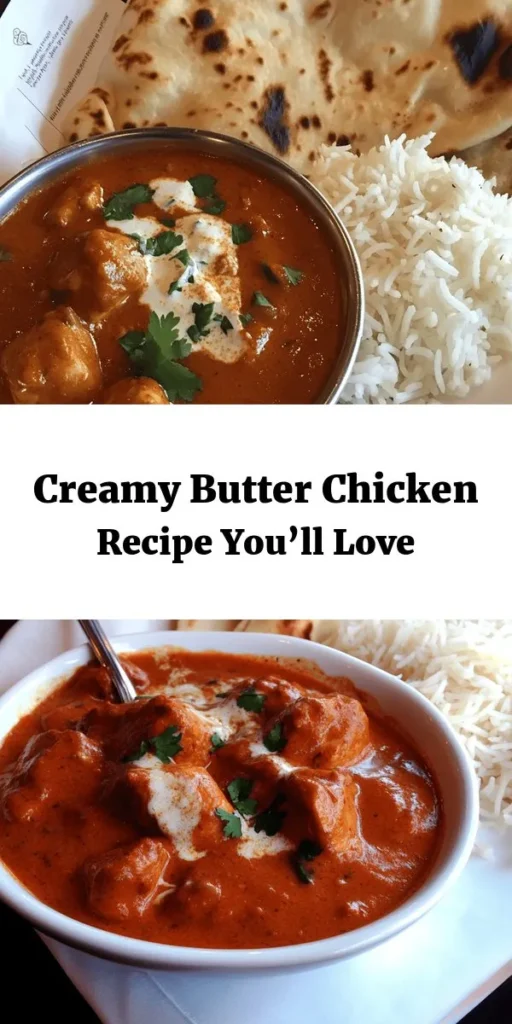 Indulge in the rich flavors of Butter Chicken Bliss! This creamy, aromatic dish features tender chicken simmered in a luscious tomato sauce spiced with garam masala, turmeric, and ginger. Perfect for any occasion, it takes just 40 minutes to prepare and serves four. Enjoy it over fluffy basmati rice or alongside warm naan for the ultimate comfort meal. Don't forget to garnish with fresh cilantro for an added burst of flavor! Easy and delicious!
