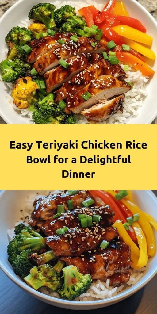 Whip up a mouthwatering Teriyaki Chicken Rice Bowl that’s sure to impress! This delicious dish features succulent marinated chicken thighs cooked to perfection and served over fluffy jasmine rice, complemented by vibrant stir-fried broccoli, bell peppers, and carrots. Drizzle with a rich, homemade teriyaki sauce and garnish with green onions and sesame seeds for that extra touch. Perfect for a quick weeknight meal or a cozy dinner! Enjoy this easy and flavorful recipe that transports you to a Japanese eatery in your own home.