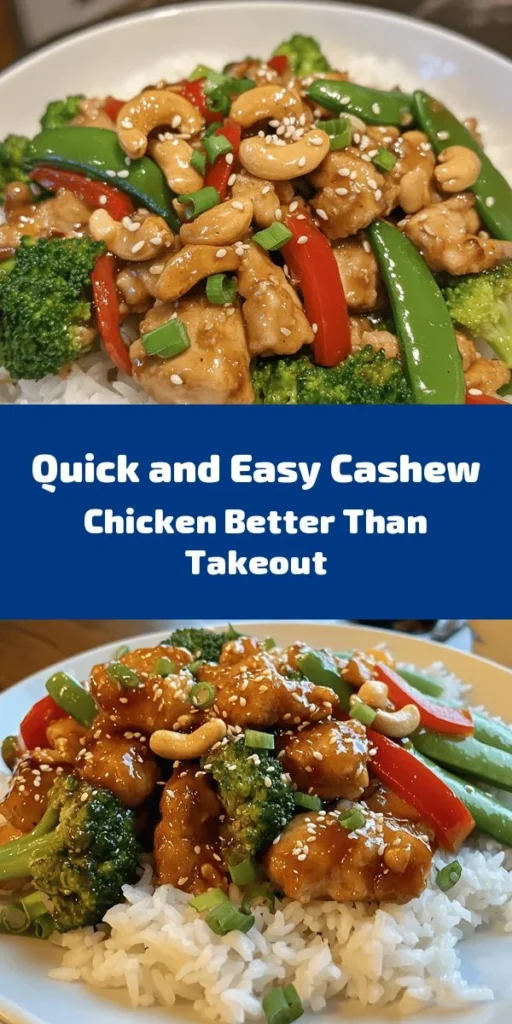 Try this delicious Better-Than-Takeout Cashew Chicken recipe that's loaded with fresh veggies and nutty flavor! With tender chicken, crunchy cashews, and a savory sauce, this dish is sure to satisfy your cravings for takeout. It’s quick to make in just 30 minutes, perfect for busy weeknights! Serve it over rice or quinoa for a wholesome meal. Don’t forget to garnish with green onions and sesame seeds for that extra touch! Enjoy a homemade favorite tonight!