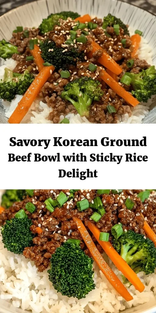Dive into the delicious flavors of a Korean Ground Beef Bowl with Sticky Rice! This quick 25-minute recipe combines savory ground beef and vibrant veggies, all coated in a mouthwatering sauce made with soy sauce, brown sugar, and gochujang. Serve it over fluffy sticky rice and top with fresh green onions and sesame seeds for an irresistible meal. Perfect for busy weeknights or a weekend treat, this dish is sure to impress!