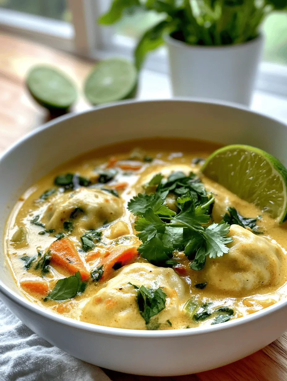 Curry Dumpling Soup is a vibrant and heartwarming dish that beautifully marries the comforting textures of dumplings with the rich, aromatic flavors of curry. This delightful soup is not only a feast for the senses but also a soul-soothing meal that brings warmth and joy to any table. With each spoonful, you can experience the medley of spices and the satisfying bite of homemade dumplings, making it an ideal choice for a cozy dinner or a gathering with loved ones.