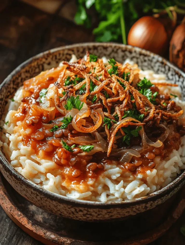 Exploring the world through food is one of life’s greatest pleasures, and Koshari Delight is a perfect gateway into the rich culinary traditions of Egypt. This iconic dish is a hearty blend of brown lentils, rice, elbow macaroni, and a tangy tomato sauce, garnished with crispy fried onions and fresh parsley. Each component comes together to create a satisfying and flavorful meal that reflects the diverse ingredients and culinary heritage of Egyptian cuisine.