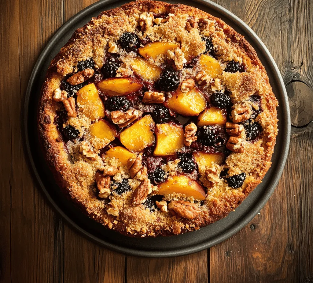 The flavor profile of the Peach Blackberry Coffee Cake Delight is a delightful dance between sweet and tart. The sweet, juicy peaches provide a luscious base that harmonizes beautifully with the slightly tart blackberries, creating a well-rounded flavor experience. Each bite bursts with fruity goodness, while the warmth of cinnamon adds a comforting element, transporting you to a cozy café on a lazy weekend morning.