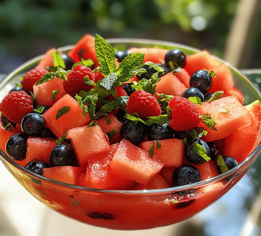 As the sun shines brighter and the days grow longer, there's nothing quite like a refreshing salad to keep you cool and satisfied during the summer months. Enter the Watermelon Berry Bliss Salad with Zesty Lime Dressing. This vibrant and colorful salad is not only a feast for the eyes but also a delightful medley of flavors and textures that perfectly embodies the essence of summer. Combining juicy watermelon with a bounty of fresh berries, this salad is an ideal addition to any summer gathering, be it a backyard barbecue, picnic, or family reunion.
