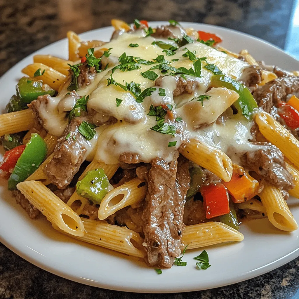 In the realm of comfort food, few dishes can rival the rich, savory flavors of a classic Philly cheesesteak. This iconic sandwich, originating from the streets of Philadelphia, combines thinly sliced ribeye steak with melted cheese, sautéed onions, and peppers, all nestled between a soft hoagie roll. But what if we could take all those beloved flavors and transform them into a hearty pasta dish that’s perfect for family dinners? Enter the Delicious Philly Cheese Steak Pasta recipe, where tender ribeye steak meets vibrant vegetables and a creamy cheese sauce, all tossed with al dente penne pasta.