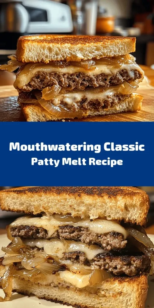Indulge in the ultimate comfort food with this Classic Patty Melt Delight! This recipe features perfectly seasoned ground beef patties topped with gooey Swiss cheese and sweet caramelized onions, all sandwiched between crispy rye bread. With just a few simple ingredients and easy steps, you can whip up this delicious meal in under an hour. Perfect for lunch or dinner, serve it hot with your favorite sides for a satisfying treat that everyone will love.