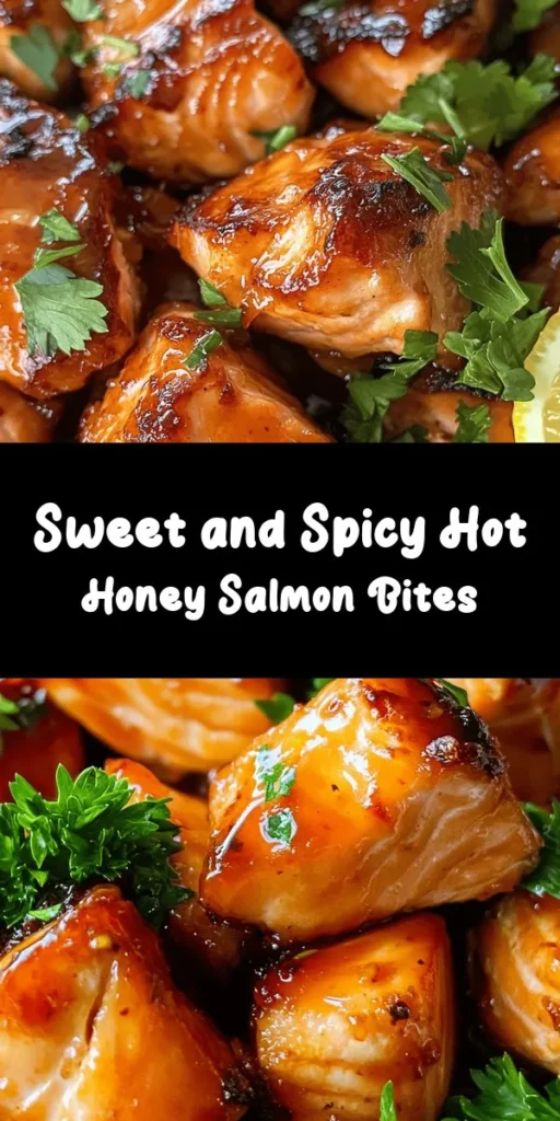 Try these delicious Hot Honey Salmon Bites for a quick and flavorful meal! With just a handful of ingredients like fresh salmon, honey, and a bit of spice, this recipe is perfect for busy weeknights or as an appetizer for your next gathering. Simply coat the salmon in a sweet and spicy marinade, bake, and enjoy! Ready in just 22 minutes, serve these bites with lemon wedges and fresh herbs for a delightful twist on seafood!