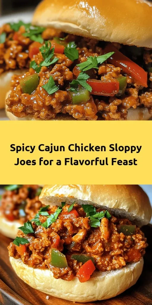 Spice up dinner with these flavorful Cajun Chicken Sloppy Joes! Made with ground chicken, sautéed veggies, and zesty Cajun seasoning, this easy recipe is perfect for a weeknight meal. In just 35 minutes, you can whip up a delicious, hearty filling that’s packed with flavor. Serve it on toasted buns and garnish with fresh parsley for a tasty twist on a classic favorite. Enjoy this savory dish with family and friends!