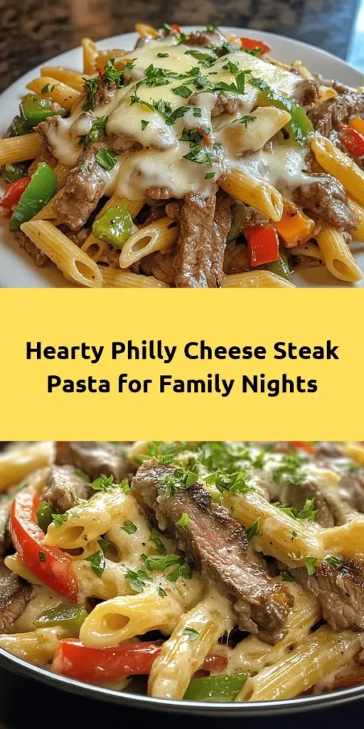Indulge in this mouthwatering Philly Cheese Steak Pasta that's perfect for family dinners! Combining tender ribeye steak, colorful bell peppers, and creamy provolone cheese, this dish is a comforting twist on a classic favorite. With simple steps, you’ll have a hearty meal ready in just 30 minutes. Serve it hot with a sprinkle of fresh parsley, and watch your loved ones savor every bite. Pin this recipe for a delicious weeknight dinner!