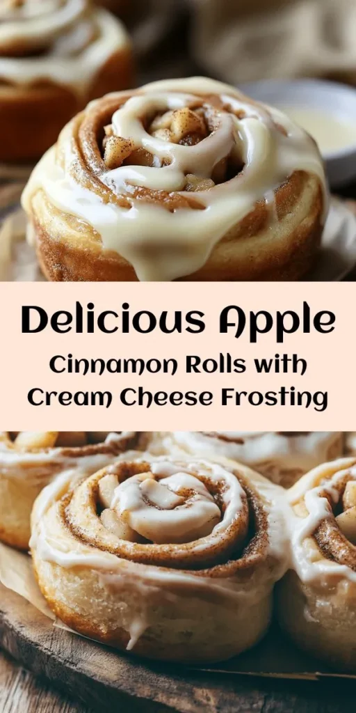Indulge in these irresistible Apple Cinnamon Rolls topped with creamy cream cheese frosting! Made with a soft, homemade dough and filled with sweet, spiced apples, these rolls are perfect for any occasion. Follow the simple steps to create this delightful treat that will fill your kitchen with the aroma of cinnamon and apples. Ideal for brunch or dessert, serve them warm for a delightful experience your friends and family will love!