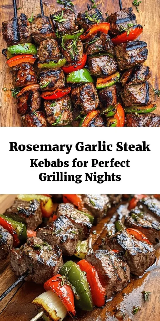 Bring a burst of flavor to your grill with these Rosemary Garlic Steak Kebabs! Juicy sirloin steak is marinated in a delicious blend of garlic, rosemary, and balsamic vinegar, then paired with vibrant red and green bell peppers and onions. Perfect for summer cookouts or a cozy dinner night, these kebabs are easy to make and packed with flavor. Serve them warm with your favorite dipping sauce for a crowd-pleasing meal!