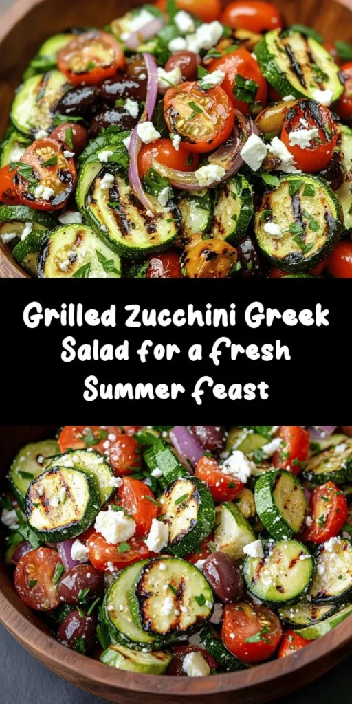 Elevate your summer gatherings with this Grilled Zucchini Greek Salad! Bursting with fresh flavors, this vibrant dish features tender grilled zucchini and bell peppers mixed with crisp cucumbers, cherry tomatoes, and Kalamata olives. Tossed in a zesty dressing and topped with creamy feta, it's both healthy and delicious. Perfect as a side or a light main dish, this salad comes together in just 30 minutes. Enjoy a taste of the Mediterranean with every bite!