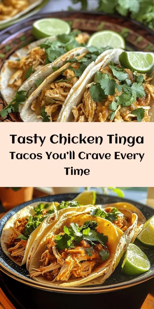 Get ready to savor the flavors of Mexico with these delicious Chicken Tinga Tacos! Tender, shredded chicken thighs simmered in a spicy chipotle tomato sauce create a mouthwatering filling that’s perfect for warm corn tortillas. With fresh cilantro and a squeeze of lime, these tacos are sure to be a hit at your dinner table. Easy to prepare in just under an hour, they’ll quickly become a family favorite. Perfect for taco night or any occasion!