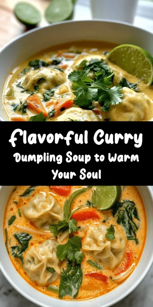 Warm up your meal rotation with this Best Curry Dumpling Soup! Homemade dumplings filled with a delightful mix of veggies and protein, paired with a creamy coconut broth infused with aromatic spices. Perfect for cozy nights, this easy recipe combines rich flavors and comforting textures. Serve it hot and garnish with fresh cilantro and lime for a burst of freshness. Ideal for sharing with loved ones or enjoying solo. Dive into this delicious bowl of goodness!