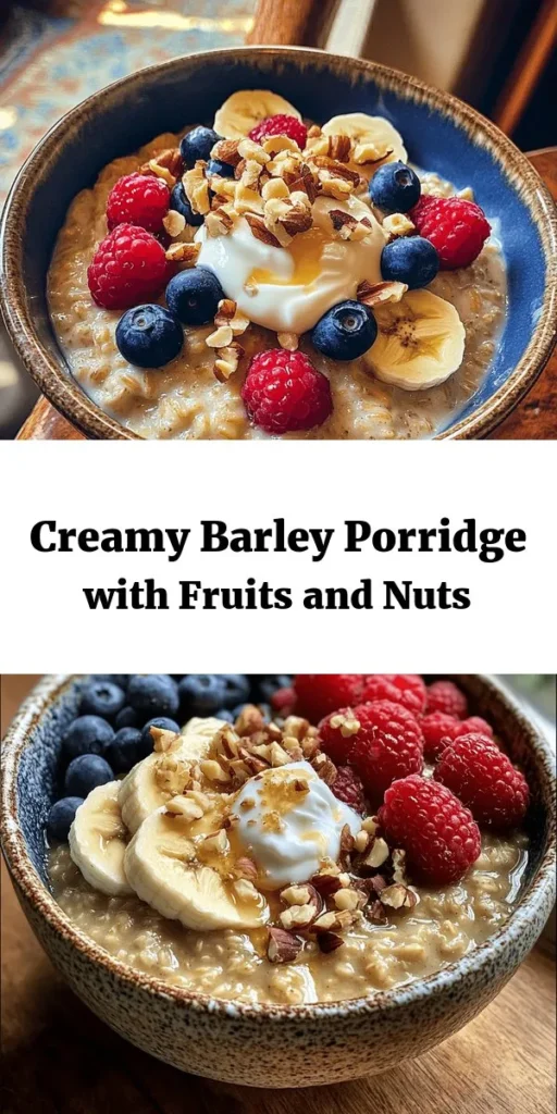 Start your day with a warm and comforting bowl of creamy barley porridge! This delicious recipe combines pearl barley with milk and a touch of honey or maple syrup, creating a delightful texture and flavor. Simply simmer the barley until tender, then mix in vanilla, cinnamon, and your favorite toppings like fresh fruits and chopped nuts. Perfect for a nutritious breakfast or cozy brunch. Enjoy this nourishing delight that’s sure to please everyone at the table!